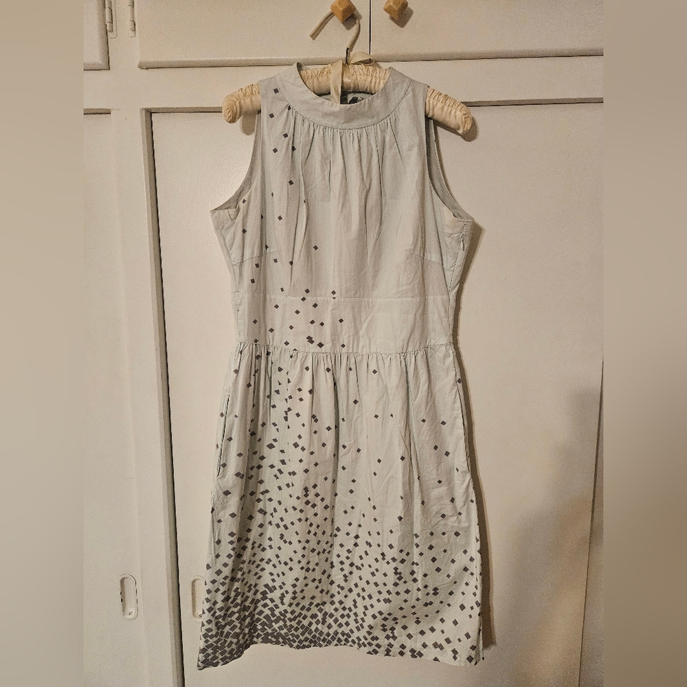 Anthropologie Girls From Savoy Sleeveless Blue Dress W/ Grey Diamond Pattern